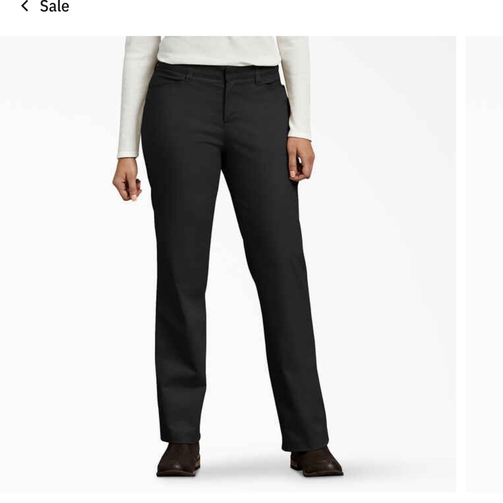 Dickies Women's Curvy Fit Straight Leg Stretch Twill Black Pants